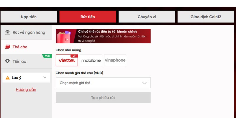 388BET hiện hỗ trợ 3 phương thức rút tiền