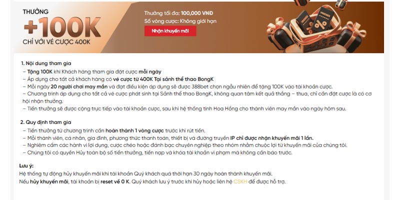 Khuyến mãi 388bet thường xuyên cập nhật